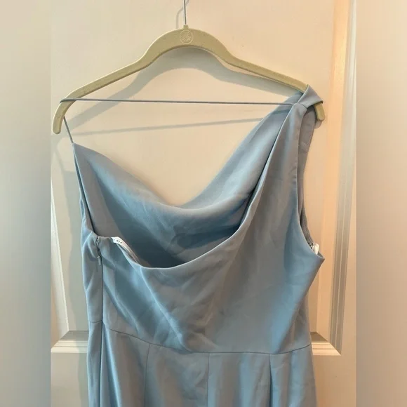 After Six Asymmetrical One Shoulder Cowl Neck Dress In Mist Size 12 NWT